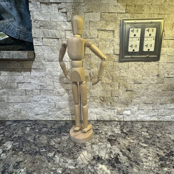 Articulated Artist Model Jointed Female Vintage Wooden Figure on Stand 13" - Picture 4 of 7